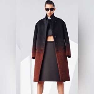 Neil Barrett Winter Coat Runway F/W 2014 Brushed Wool Black Brown Ombre 38 8 10